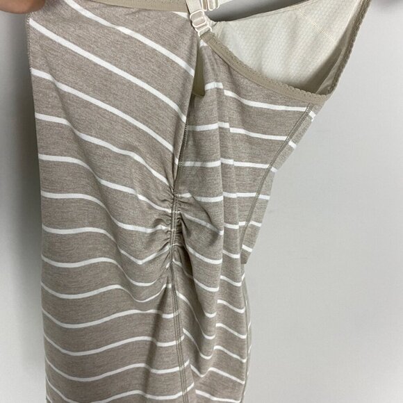 Lululemon Striped Active Cami Tank Top Scrunch Womens 6 Beige Built in Bra Yoga - Picture 4 of 7